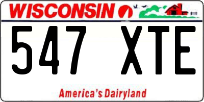 WI license plate 547XTE