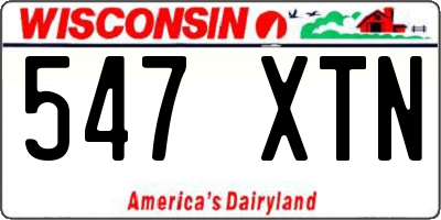 WI license plate 547XTN