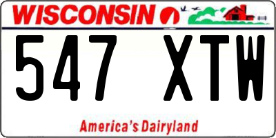 WI license plate 547XTW