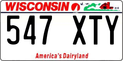 WI license plate 547XTY