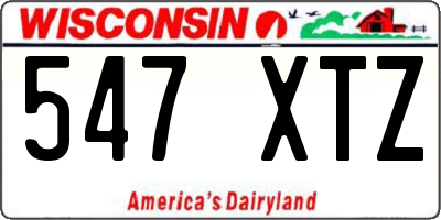 WI license plate 547XTZ