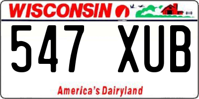 WI license plate 547XUB
