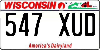 WI license plate 547XUD