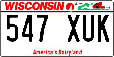 WI license plate 547XUK