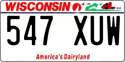 WI license plate 547XUW