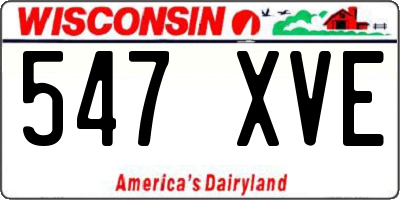 WI license plate 547XVE
