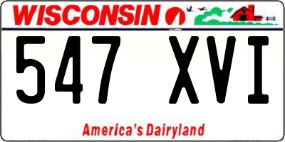 WI license plate 547XVI