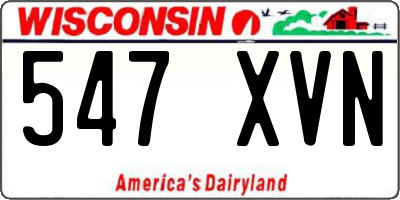 WI license plate 547XVN