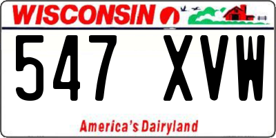 WI license plate 547XVW