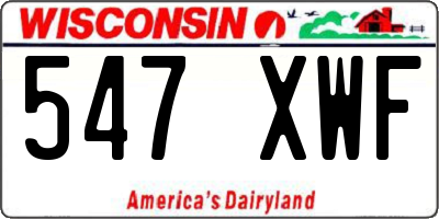 WI license plate 547XWF