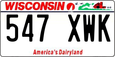 WI license plate 547XWK
