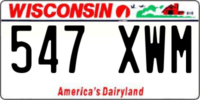WI license plate 547XWM