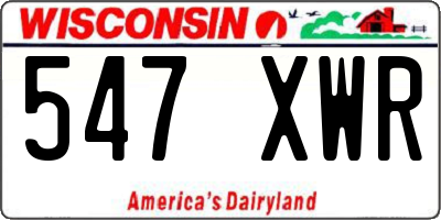 WI license plate 547XWR