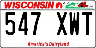 WI license plate 547XWT