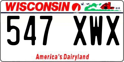 WI license plate 547XWX