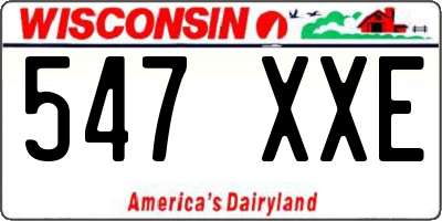 WI license plate 547XXE
