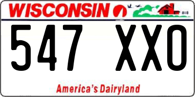 WI license plate 547XXO