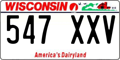 WI license plate 547XXV