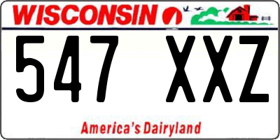 WI license plate 547XXZ