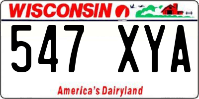 WI license plate 547XYA