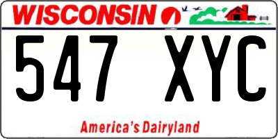 WI license plate 547XYC