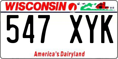 WI license plate 547XYK