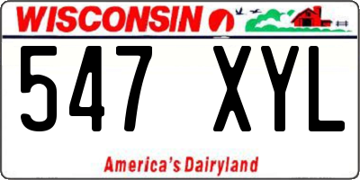 WI license plate 547XYL