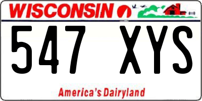 WI license plate 547XYS