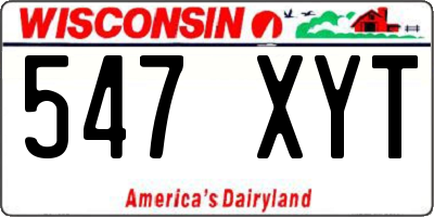 WI license plate 547XYT