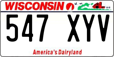 WI license plate 547XYV