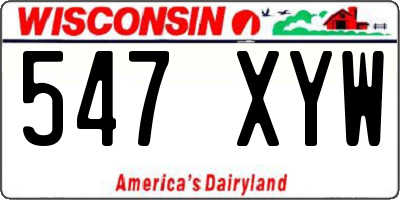 WI license plate 547XYW