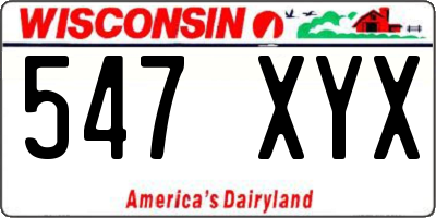 WI license plate 547XYX