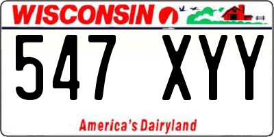 WI license plate 547XYY