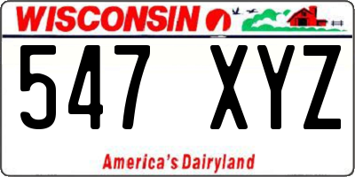 WI license plate 547XYZ