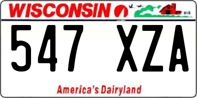 WI license plate 547XZA