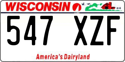 WI license plate 547XZF