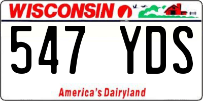 WI license plate 547YDS