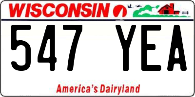WI license plate 547YEA