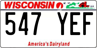 WI license plate 547YEF