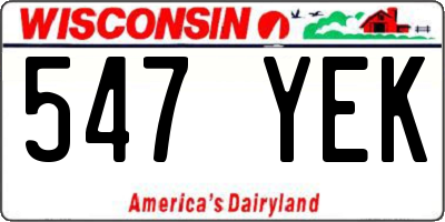 WI license plate 547YEK