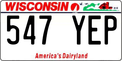 WI license plate 547YEP