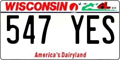 WI license plate 547YES