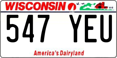 WI license plate 547YEU