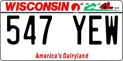 WI license plate 547YEW