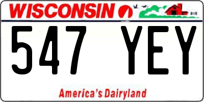 WI license plate 547YEY