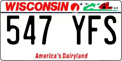 WI license plate 547YFS