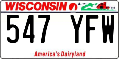 WI license plate 547YFW