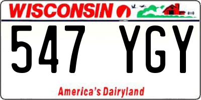 WI license plate 547YGY
