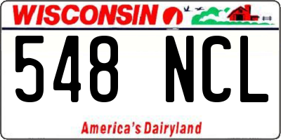 WI license plate 548NCL
