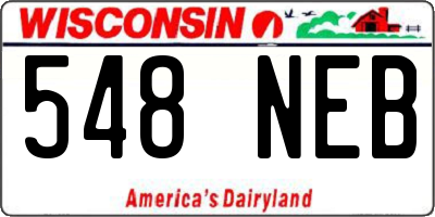 WI license plate 548NEB